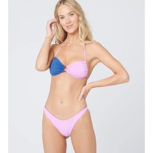 L*Space Indigo Rosebud Colorblock Bikini Set, Freddie Top & Mercury Bottom, NWT